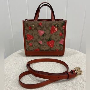 Coach Strawberry Print Dempsey 22 Bag w/ Strap